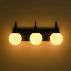 3-Light Shine Opal Glass Globe Bathroom Vanity Wall Sconce