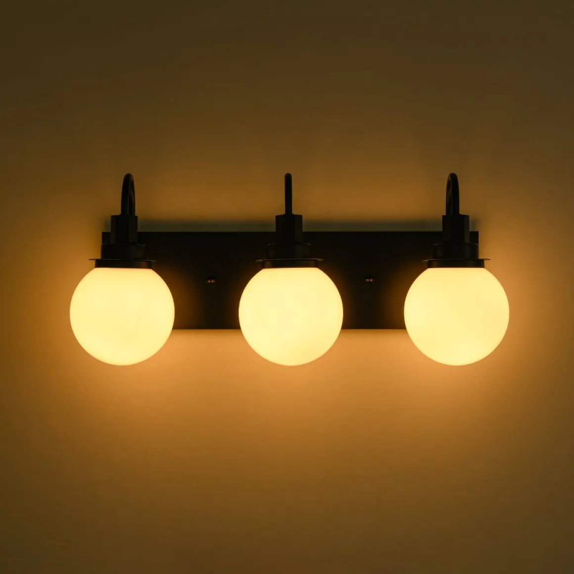 3-Light Shine Opal Glass Globe Bathroom Vanity Wall Sconce