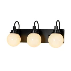 3-Light Shine Opal Glass Globe Bathroom Vanity Wall Sconce