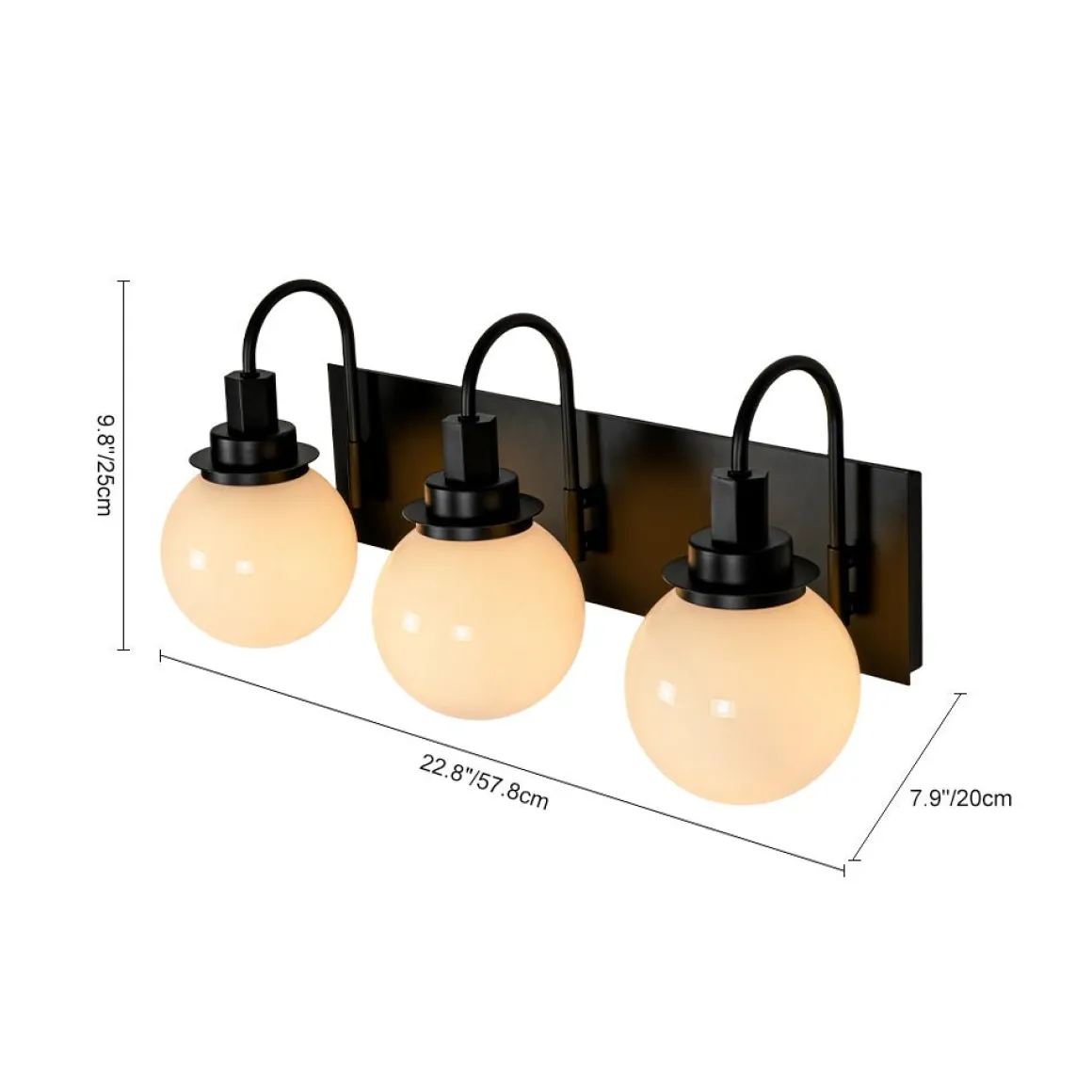 3-Light Shine Opal Glass Globe Bathroom Vanity Wall Sconce