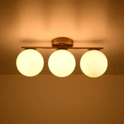 3-Light Shine Opal Glass Globe Linear Semi Flush Mount