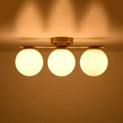 3-Light Shine Opal Glass Globe Linear Semi Flush Mount
