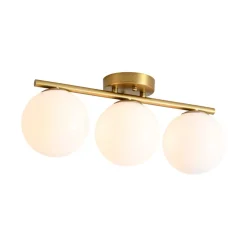 3-Light Shine Opal Glass Globe Linear Semi Flush Mount