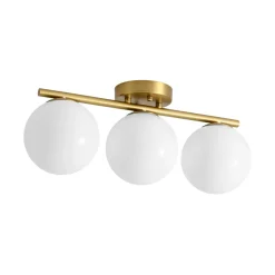 3-Light Shine Opal Glass Globe Linear Semi Flush Mount