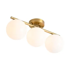 3-Light Shine Opal Glass Globe Linear Semi Flush Mount