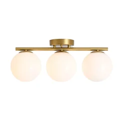 3-Light Shine Opal Glass Globe Linear Semi Flush Mount