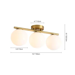 3-Light Shine Opal Glass Globe Linear Semi Flush Mount