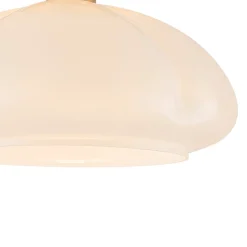 1-Light Shine Opal Glass Round Scalloped Pleated Semi Flush