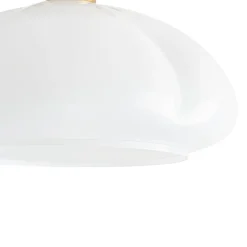1-Light Shine Opal Glass Round Scalloped Pleated Semi Flush