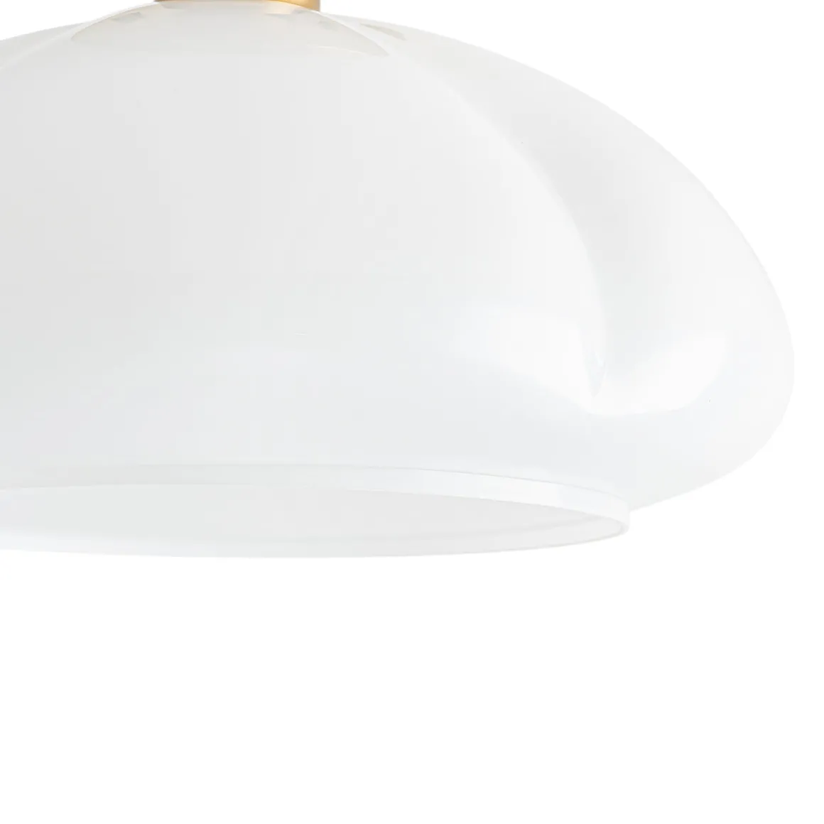 1-Light Shine Opal Glass Round Scalloped Pleated Semi Flush