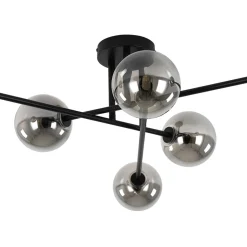 6-Light Smoked Glass Globe Linear Sputnik Semi Flush