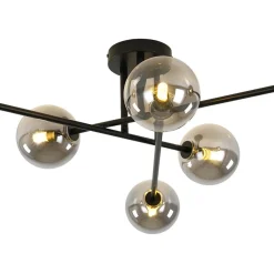 6-Light Smoked Glass Globe Linear Sputnik Semi Flush