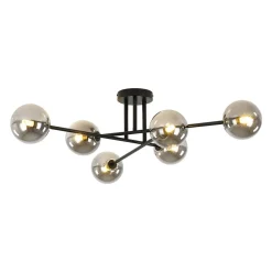 6-Light Smoked Glass Globe Linear Sputnik Semi Flush