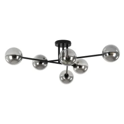 6-Light Smoked Glass Globe Linear Sputnik Semi Flush