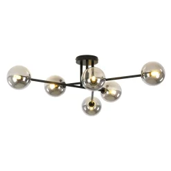 6-Light Smoked Glass Globe Linear Sputnik Semi Flush