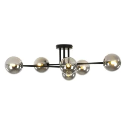 6-Light Smoked Glass Globe Linear Sputnik Semi Flush