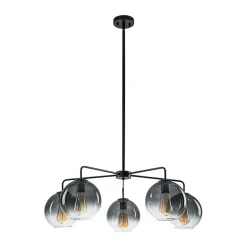 5-Light Smoked Grey Tinted Glass Globe Round Sputnik Chandelier