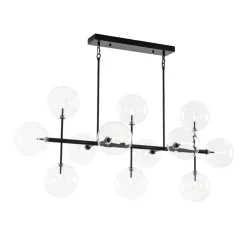 12-Light Sputnik Glass Globe Bubble Linear Island Chandelier
