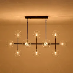 12-Light Sputnik Glass Globe Bubble Linear Island Chandelier