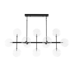 12-Light Sputnik Glass Globe Bubble Linear Island Chandelier