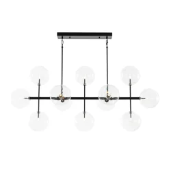 12-Light Sputnik Glass Globe Bubble Linear Island Chandelier