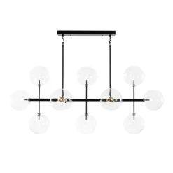 12-Light Sputnik Glass Globe Bubble Linear Island Chandelier