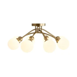 8-Light Sputnik Milky Glass Bubble Semi Flush Mount
