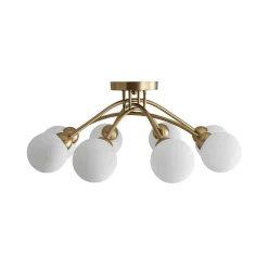 8-Light Sputnik Milky Glass Bubble Semi Flush Mount