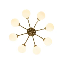 8-Light Sputnik Milky Glass Bubble Semi Flush Mount