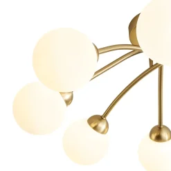 8-Light Sputnik Milky Glass Bubble Semi Flush Mount