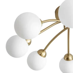 8-Light Sputnik Milky Glass Bubble Semi Flush Mount