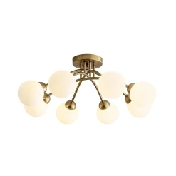 8-Light Sputnik Milky Glass Bubble Semi Flush Mount