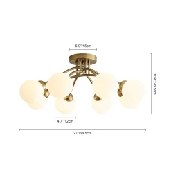 8-Light Sputnik Milky Glass Bubble Semi Flush Mount