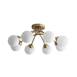 8-Light Sputnik Milky Glass Bubble Semi Flush Mount