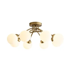8-Light Sputnik Milky Glass Bubble Semi Flush Mount