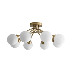 8-Light Sputnik Milky Glass Bubble Semi Flush Mount
