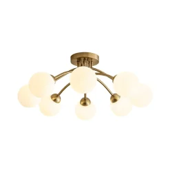 8-Light Sputnik Milky Glass Bubble Semi Flush Mount