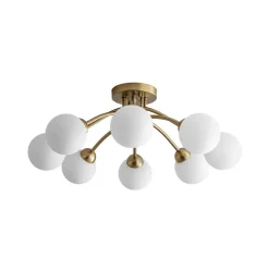8-Light Sputnik Milky Glass Bubble Semi Flush Mount