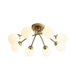 8-Light Sputnik Milky Glass Bubble Semi Flush Mount