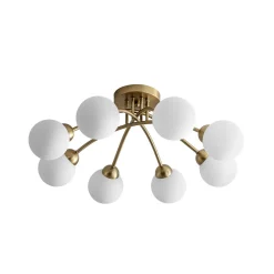8-Light Sputnik Milky Glass Bubble Semi Flush Mount
