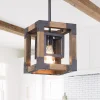 1-Light Square Wood Pendant Light