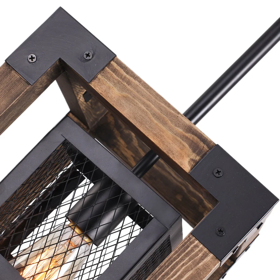 1-Light Square Wood Pendant Light