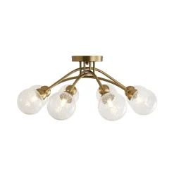 8-Light Textured Crackle Glass Globe Semi Flush Mount