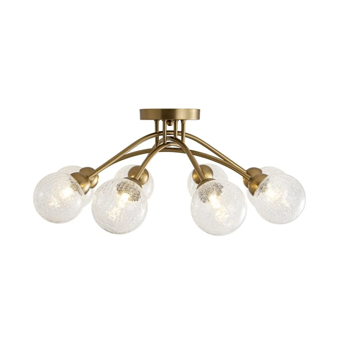 8-Light Textured Crackle Glass Globe Semi Flush Mount