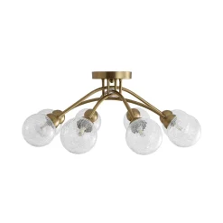 8-Light Textured Crackle Glass Globe Semi Flush Mount