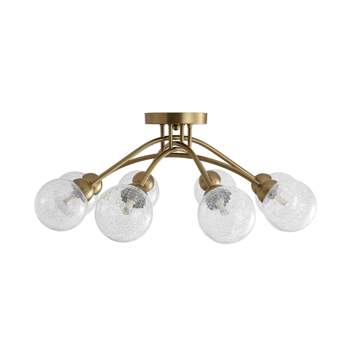 8-Light Textured Crackle Glass Globe Semi Flush Mount