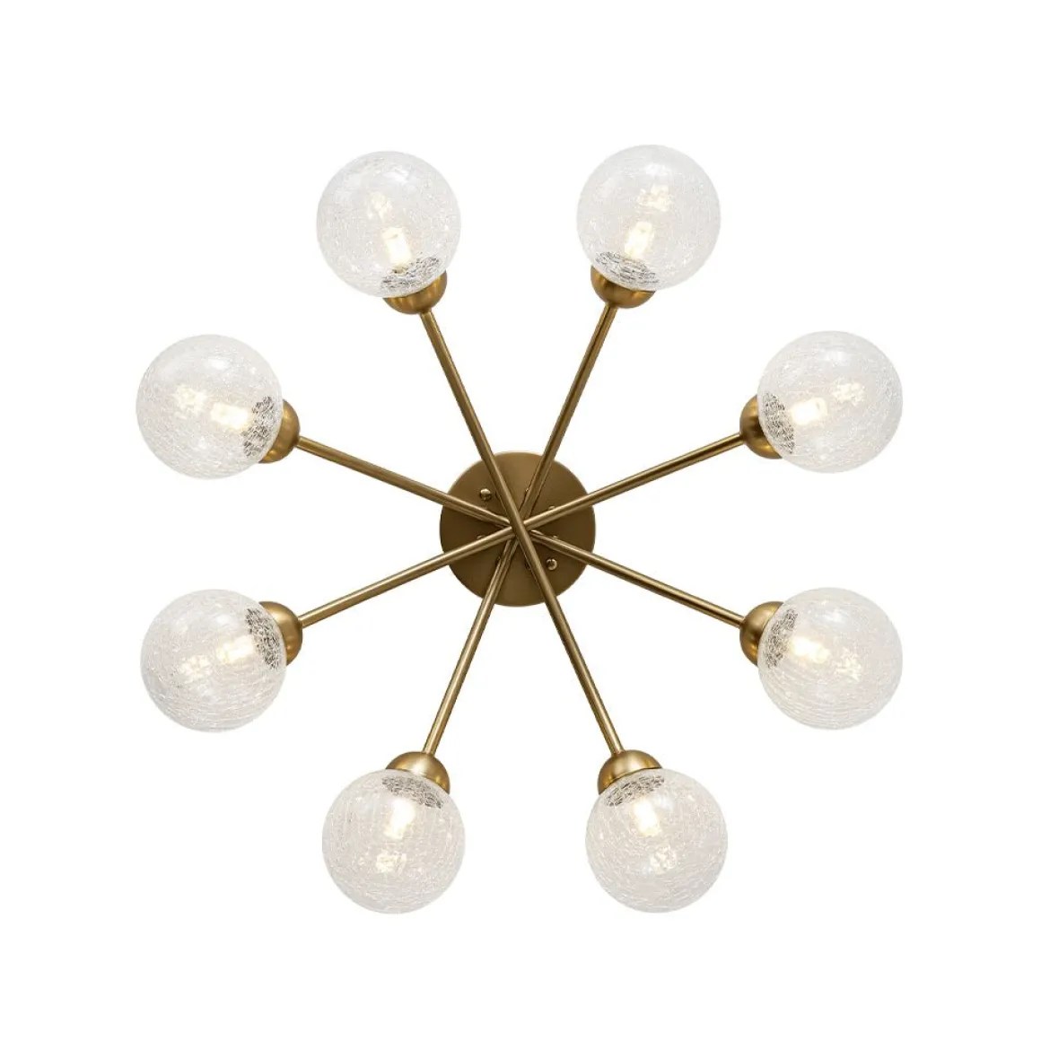 8-Light Textured Crackle Glass Globe Semi Flush Mount