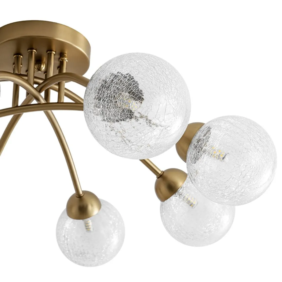 8-Light Textured Crackle Glass Globe Semi Flush Mount