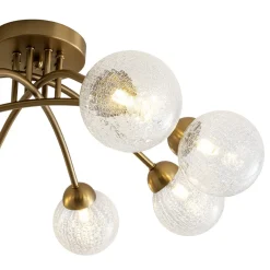 8-Light Textured Crackle Glass Globe Semi Flush Mount