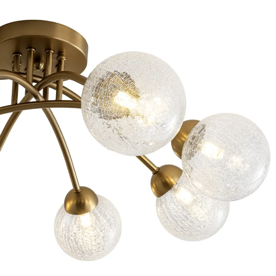 8-Light Textured Crackle Glass Globe Semi Flush Mount